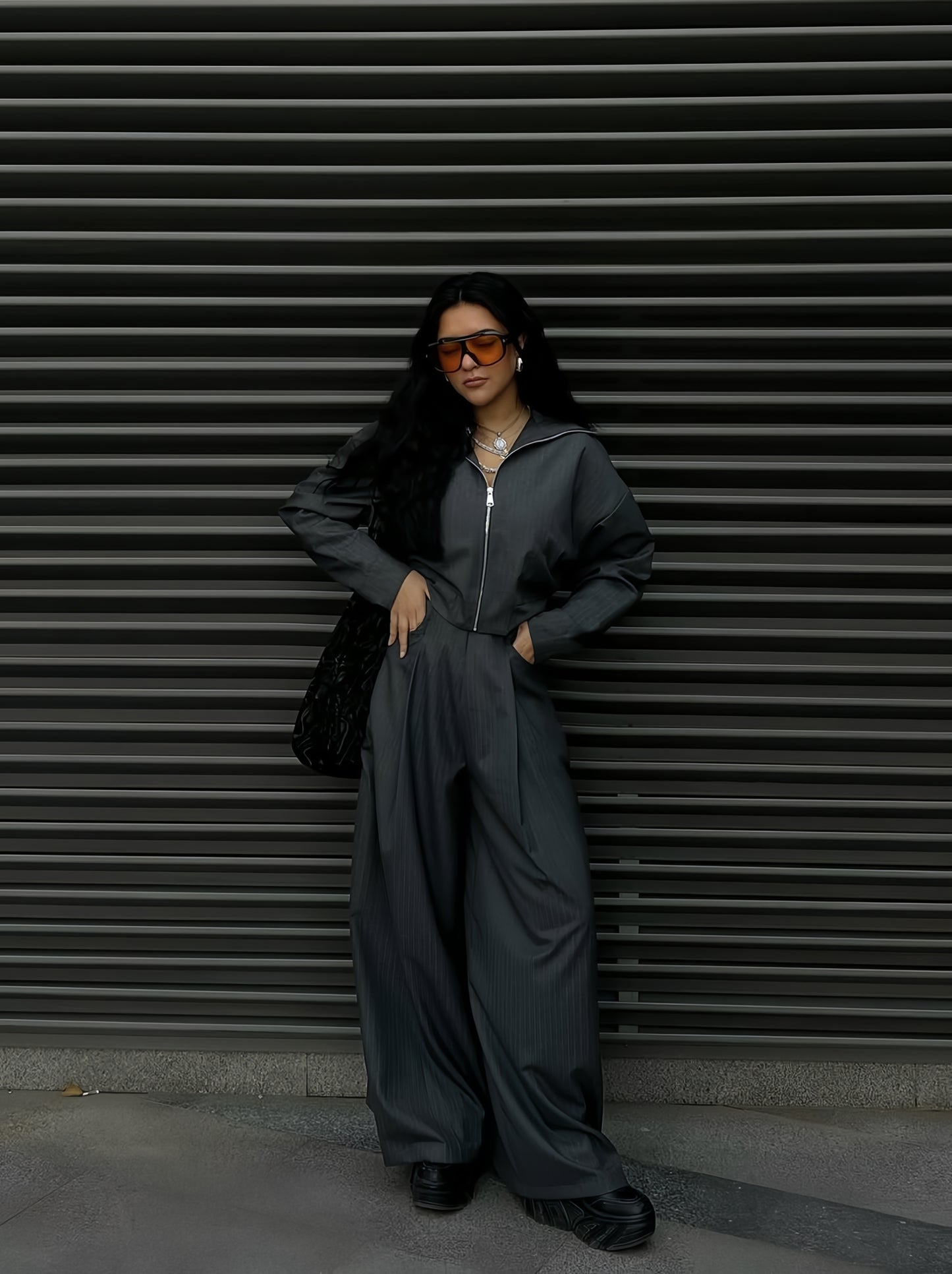 STRIPED BOXY JACKET SET