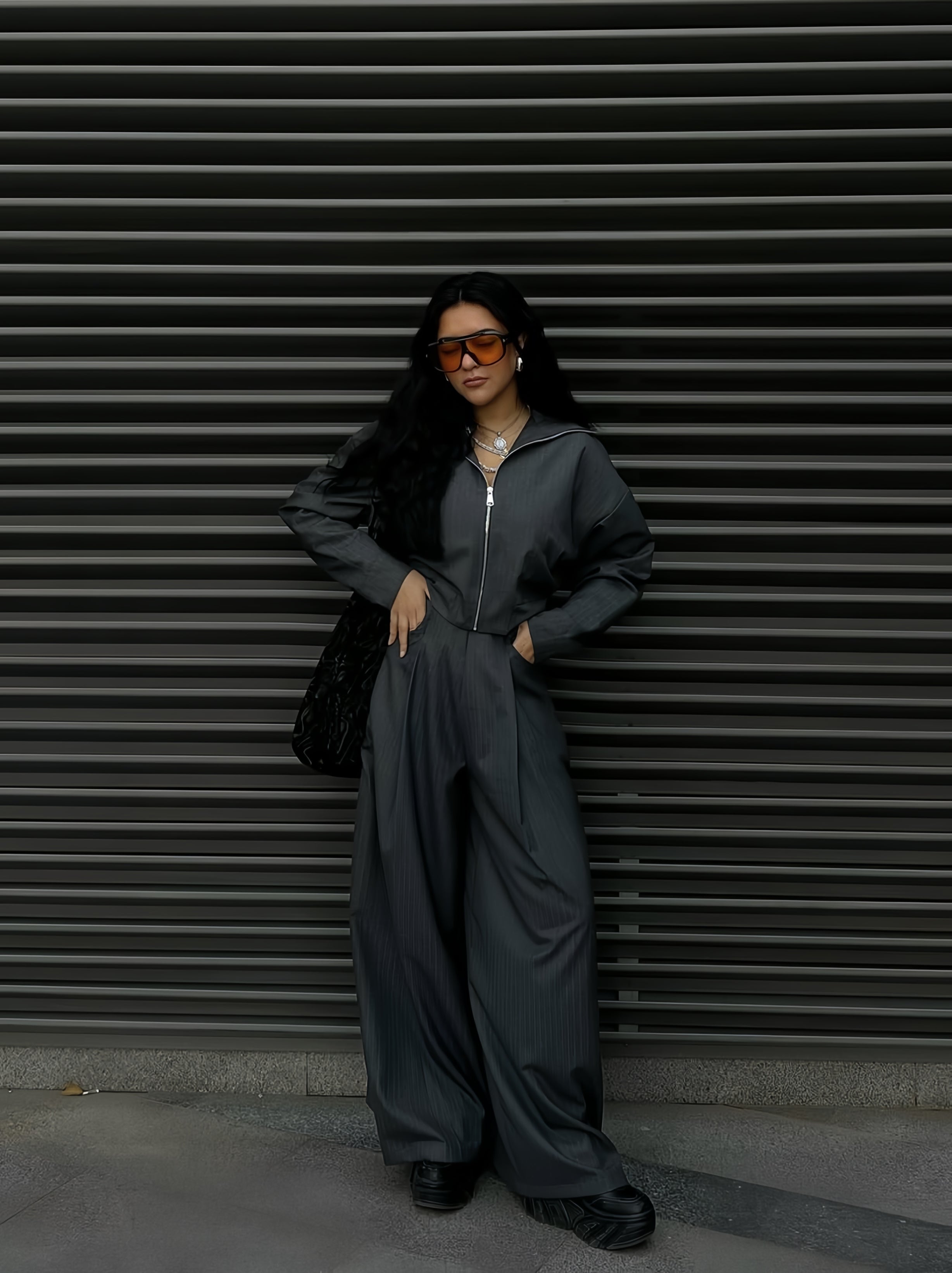 STRIPED BOXY JACKET SET