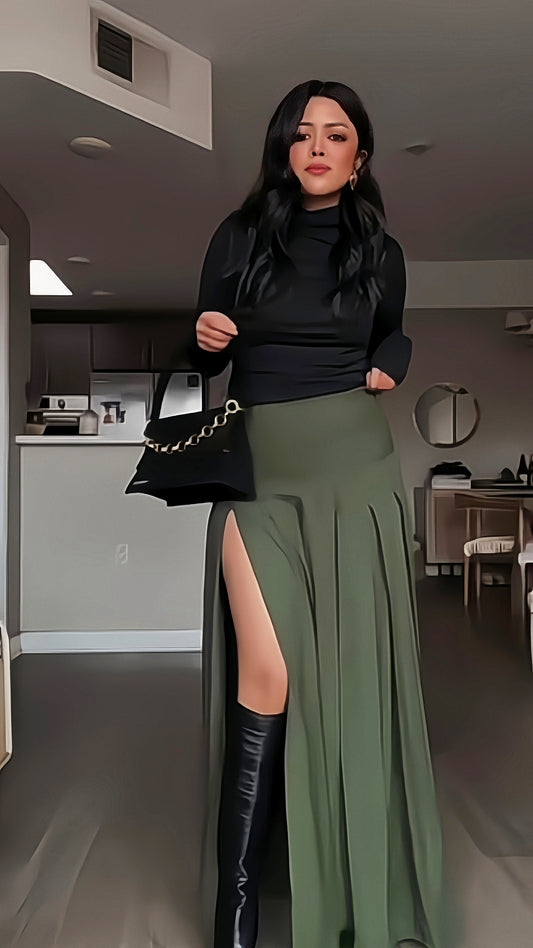 Maxi Skirt - Dark Slate Check