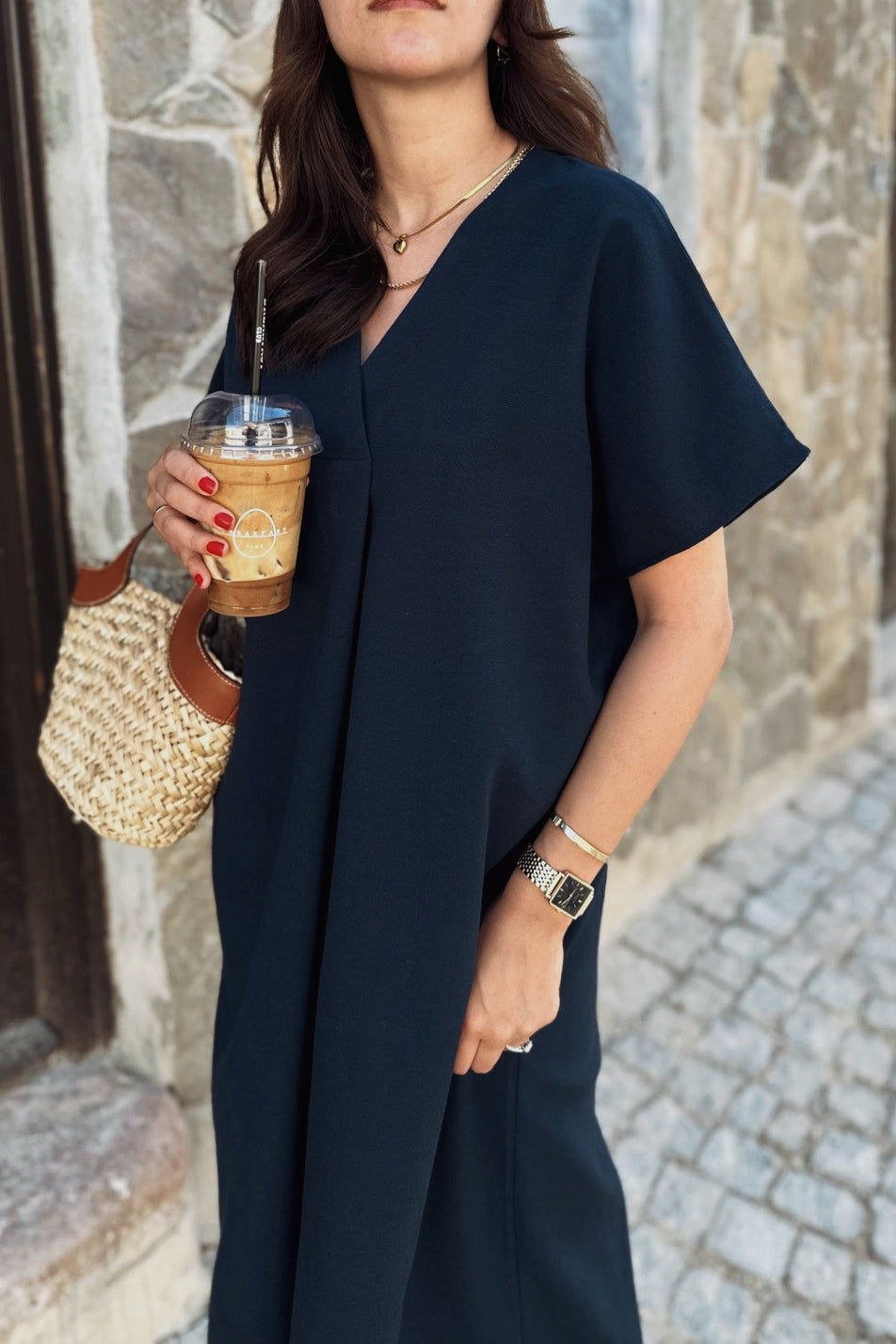 Black Linen Midi Dress