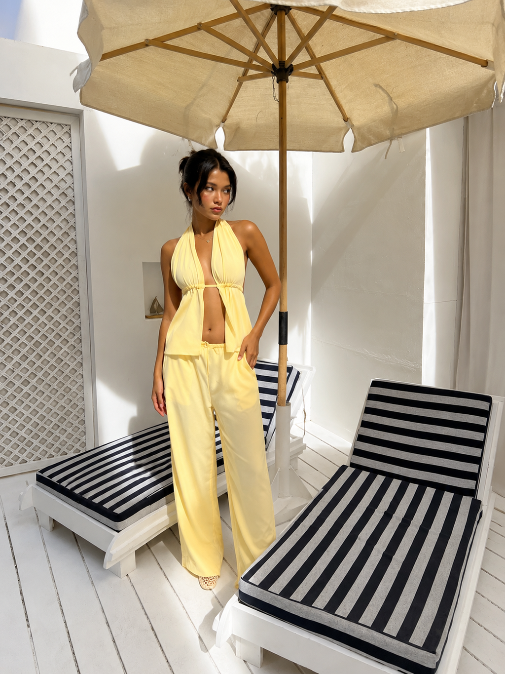 Corset Detailed Crop Trouser Set
