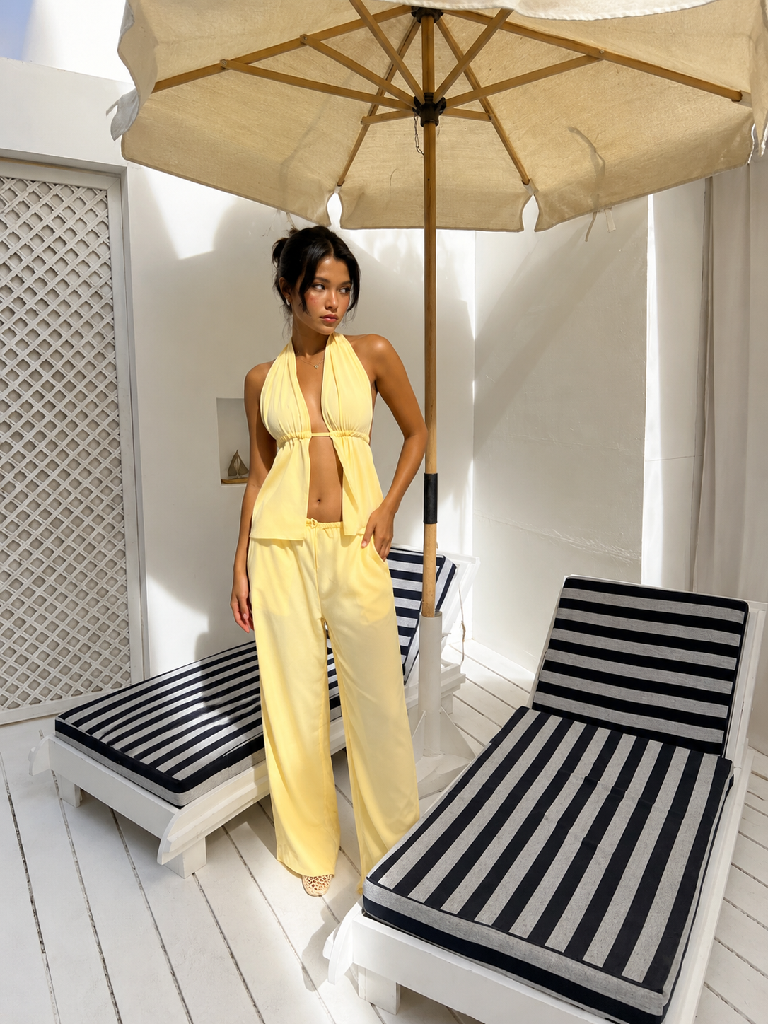 Corset Detailed Crop Trouser Set