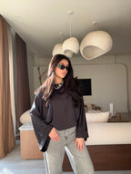Wide Sleeve Satin Blouse White
