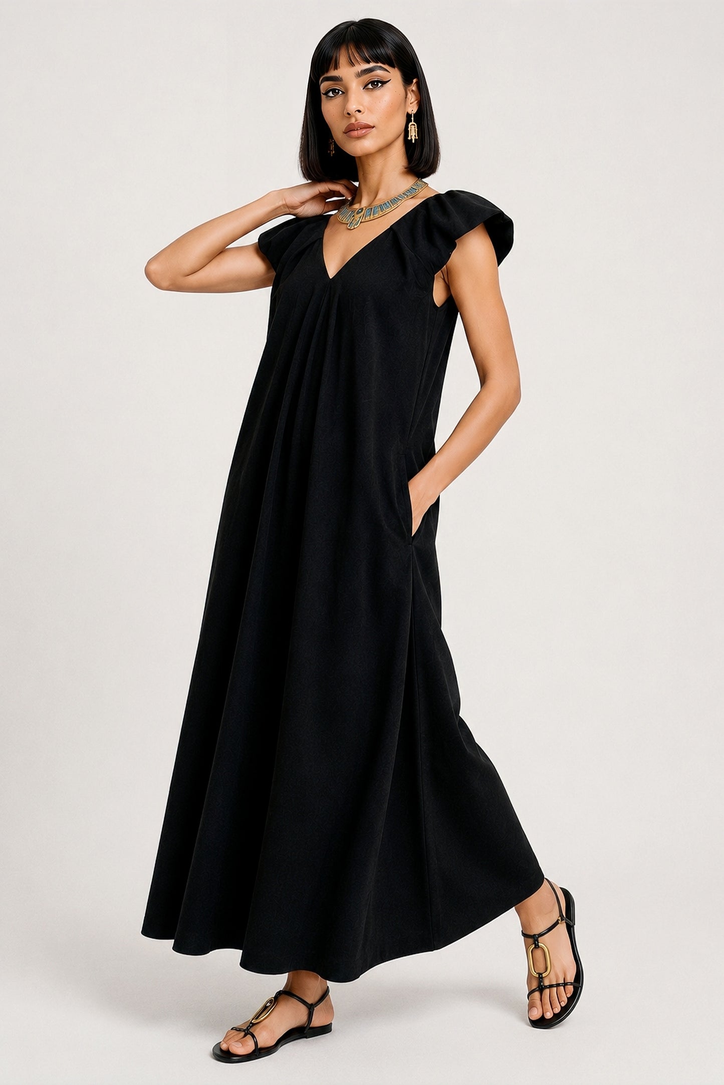 LONG PUFF SLEEVE DRESS