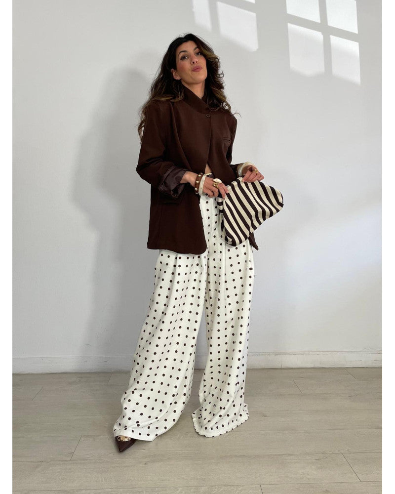 Wide-leg polka dot trousers