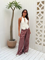 Wide-leg polka dot trousers