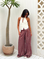 Wide-leg polka dot trousers