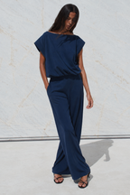 Azure Linen Set – Navy Blue