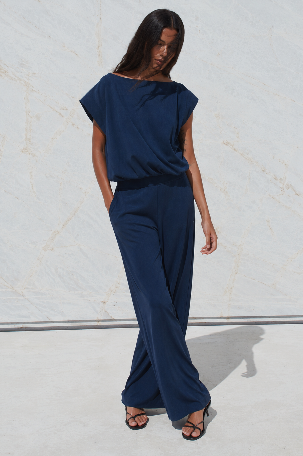 Azure Linen Set – Navy Blue