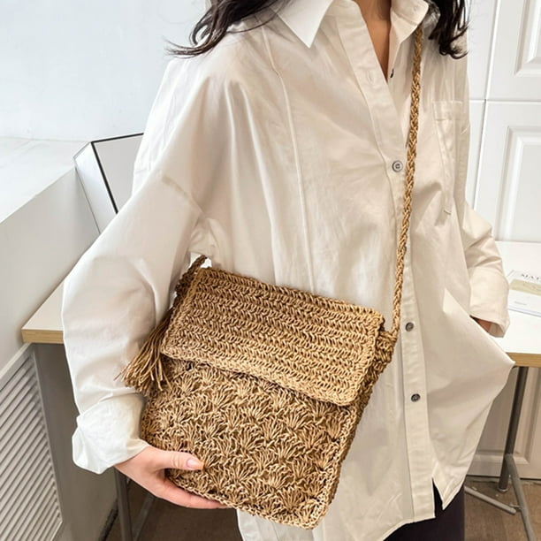 Hand-Woven Handbags With Tassels Straw