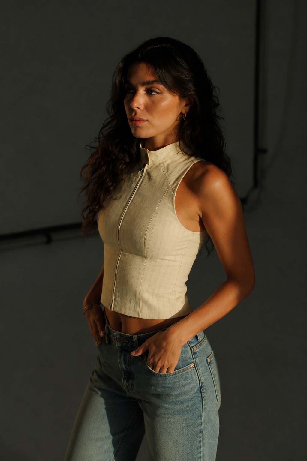 Zip-Up Ribbed Vest