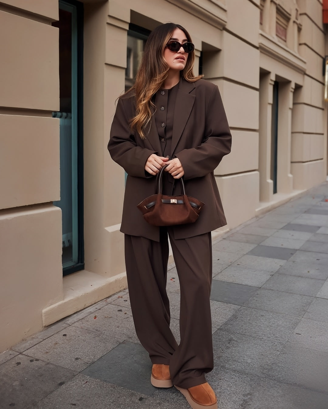 3 Piece Women's Suit Oversized It Is Choco Brown