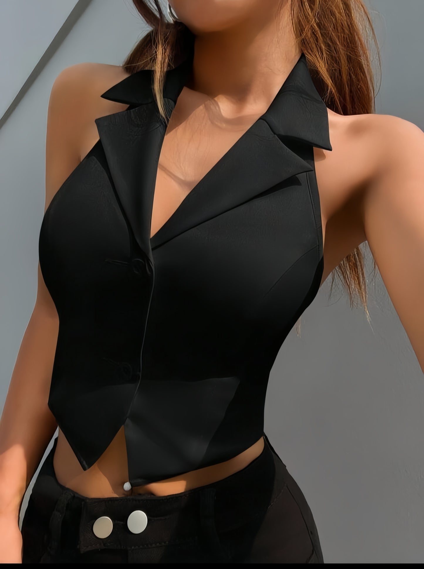 Collar waistcoat with back fastening