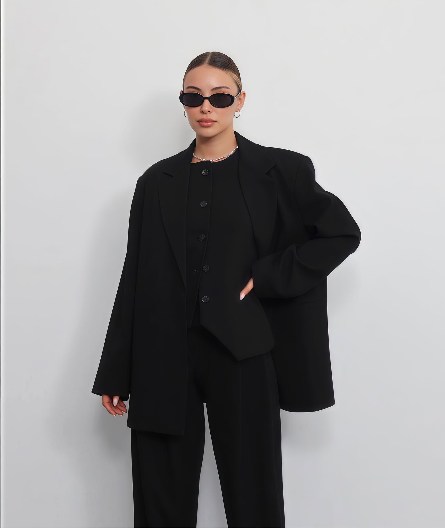 3 Piece Women's Suit Oversized It Is Choco Black