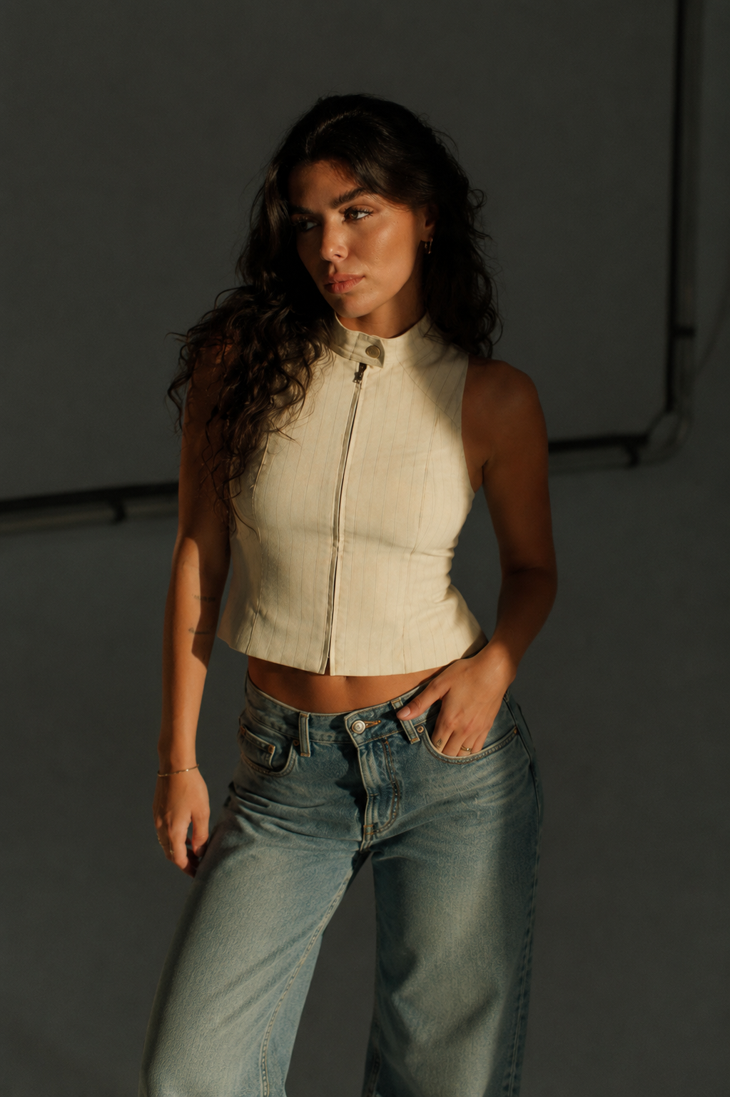 Zip-Up Ribbed Vest