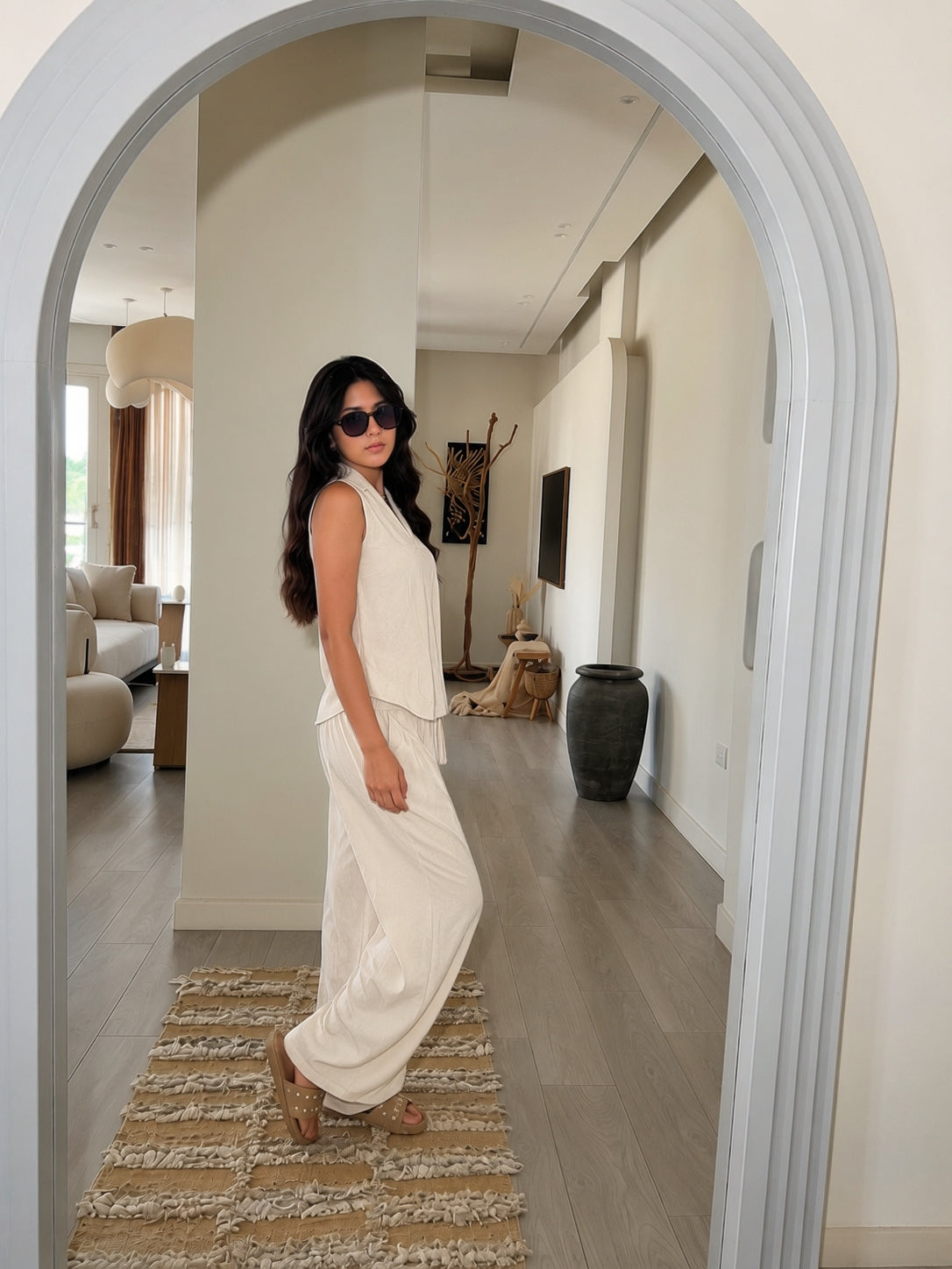 Beige Luna Halter Linen Set