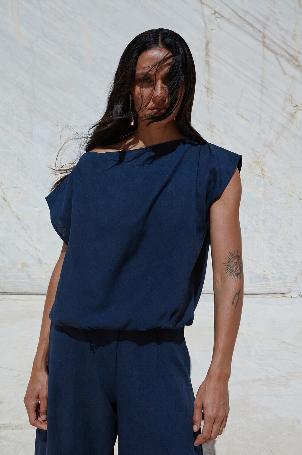 Azure Linen Set – Navy Blue