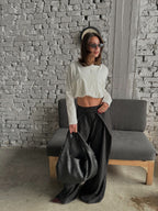White long sleeve cropped top