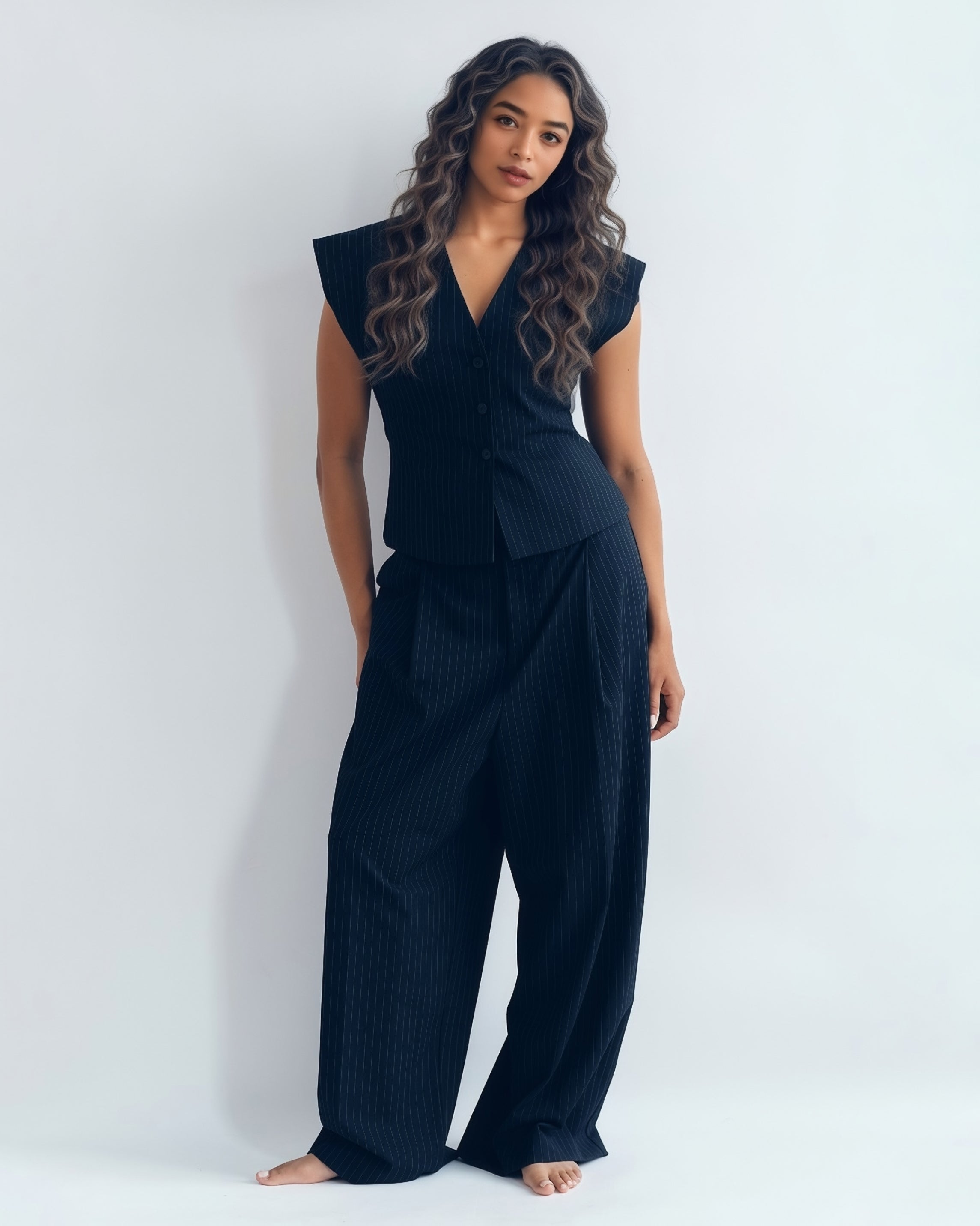 Elegant Stylish Belted Trousers Set