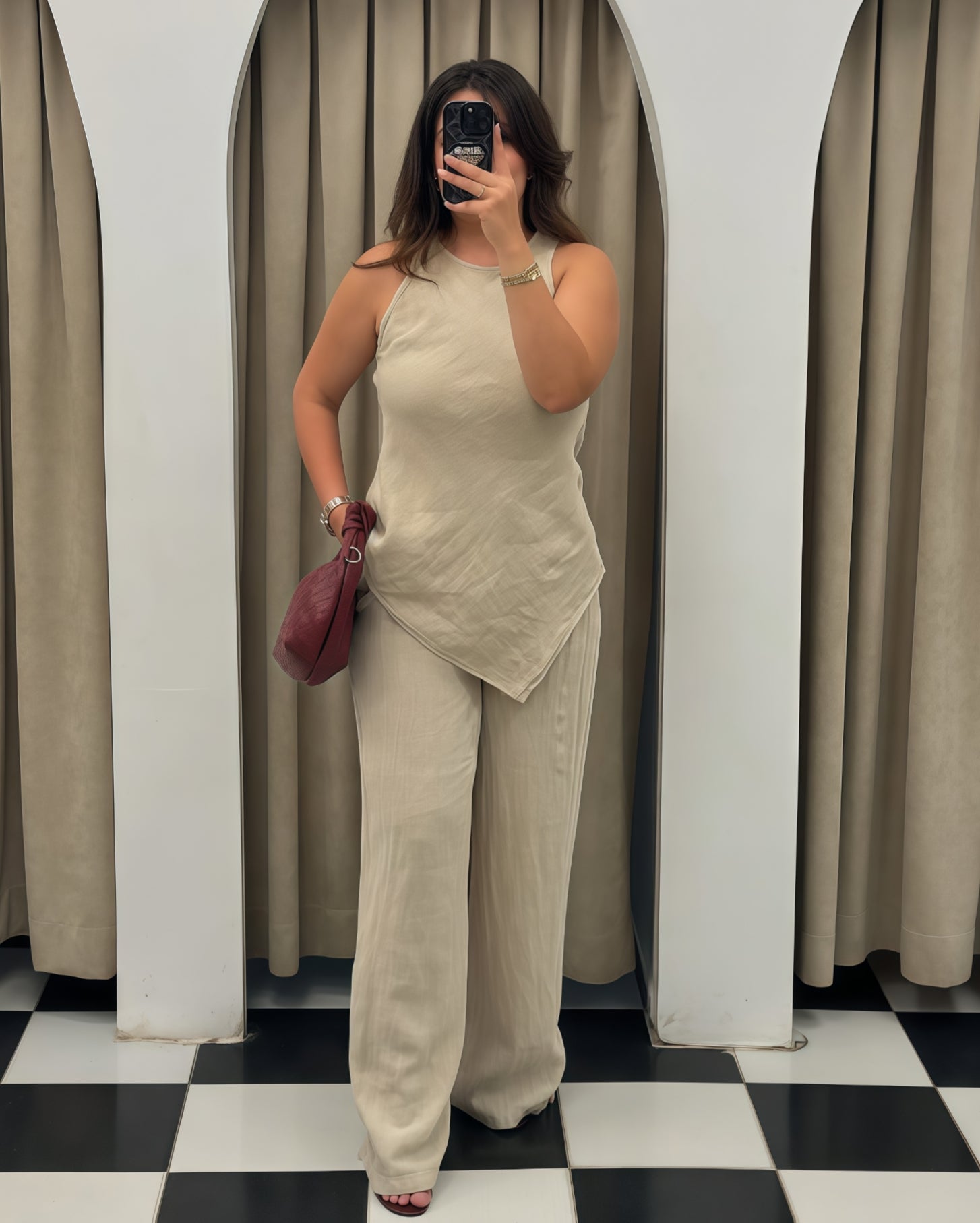 Beige Cross Cut Suit