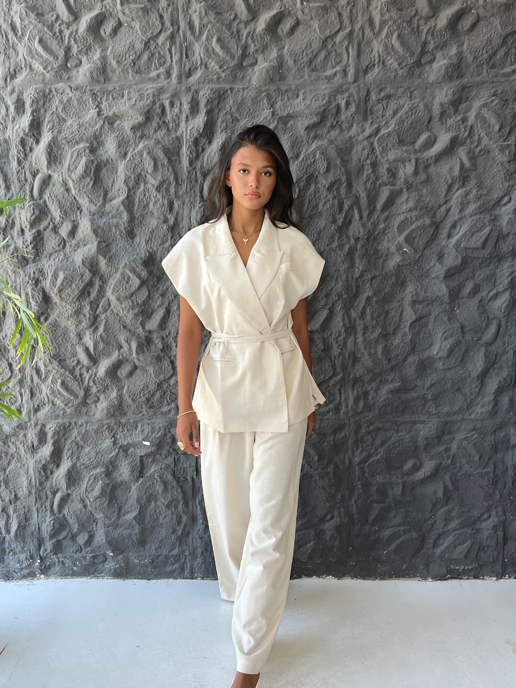 Linen Blend Pleated Sets