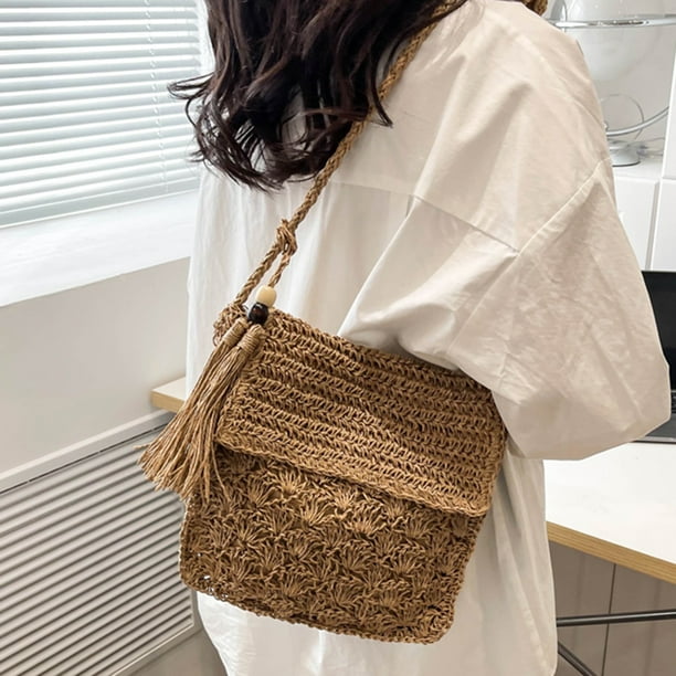Hand-Woven Handbags With Tassels Straw