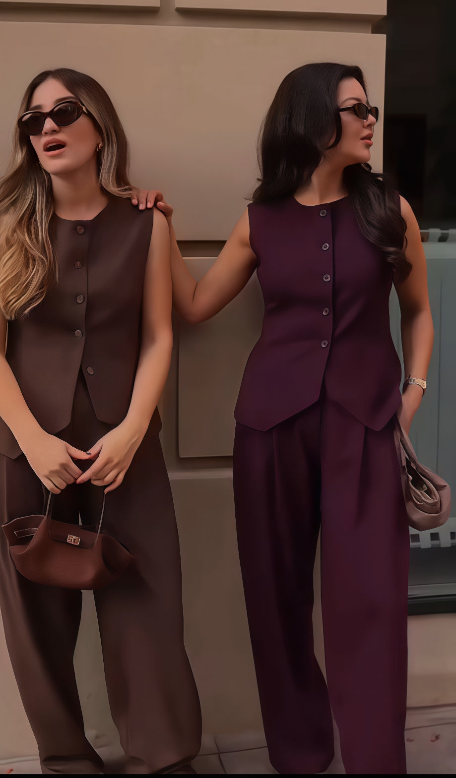 3 Piece Women's Suit Oversized It Is Burgundy