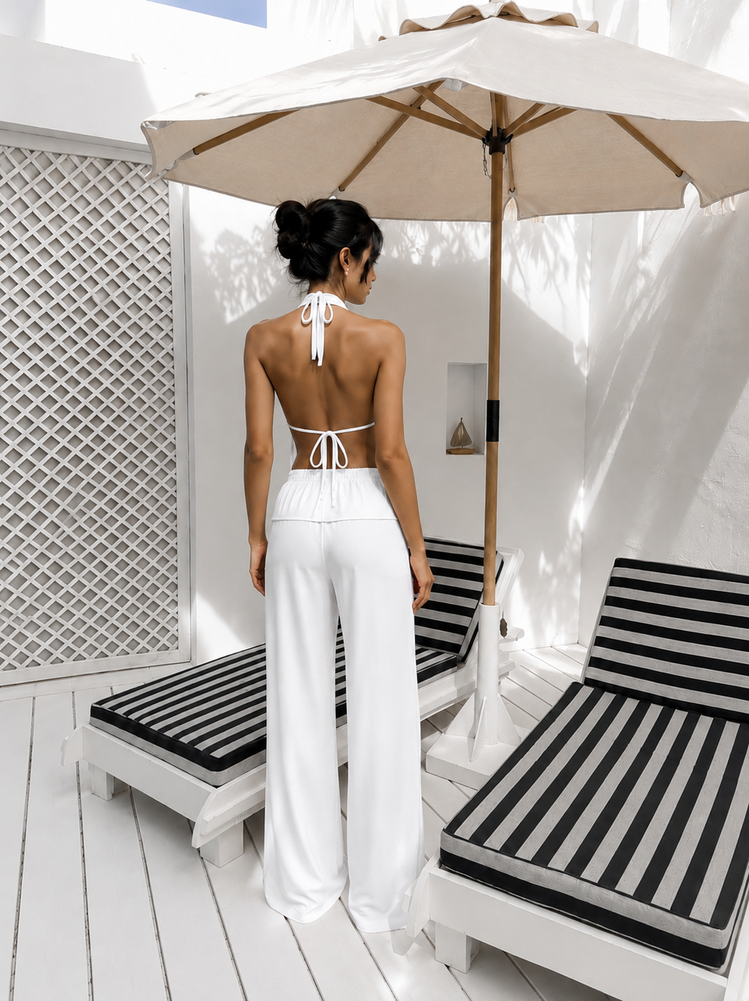 Corset Detailed Crop Trouser Set