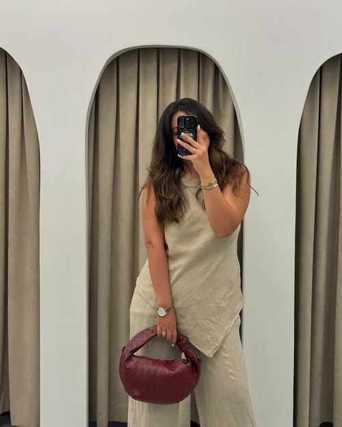 Beige Cross Cut Suit