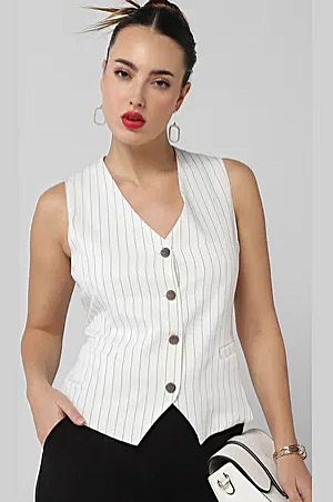 White Striped Vest