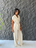 Linen Blend Pleated Sets