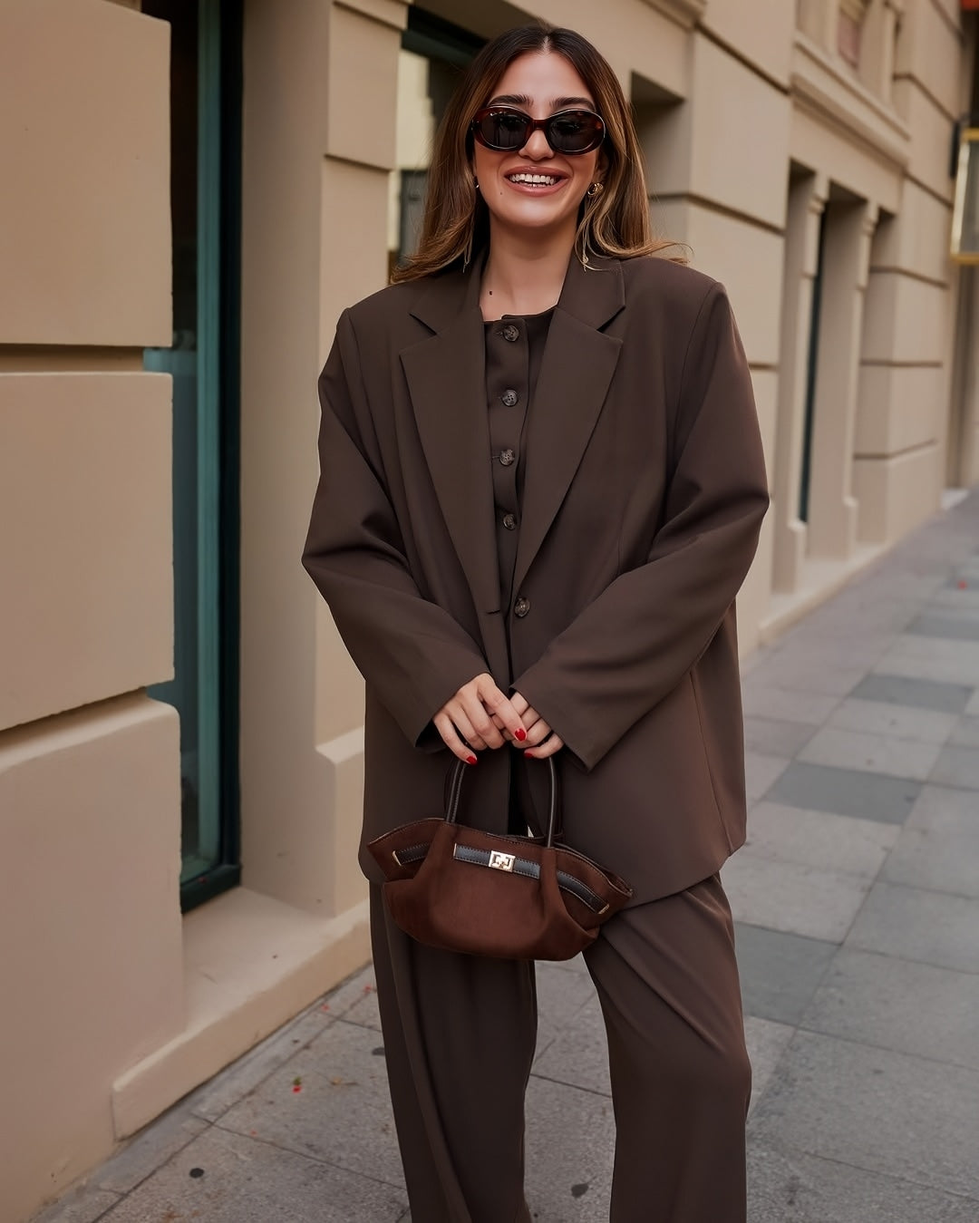3 Piece Women's Suit Oversized It Is Choco Brown