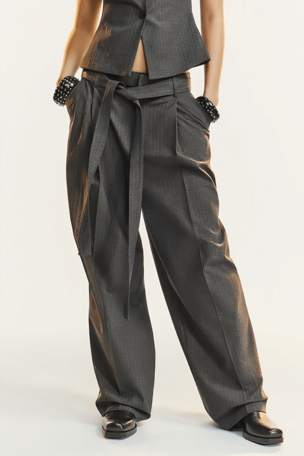 Elegant Stylish Belted Trousers Set