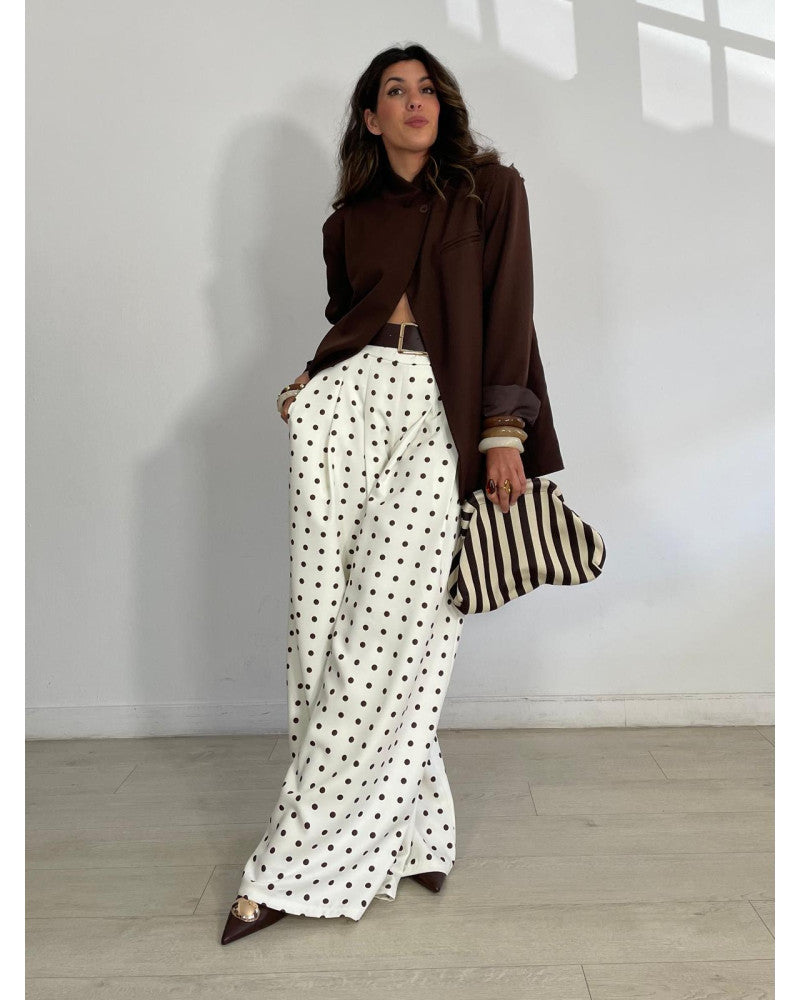 Wide-leg polka dot trousers