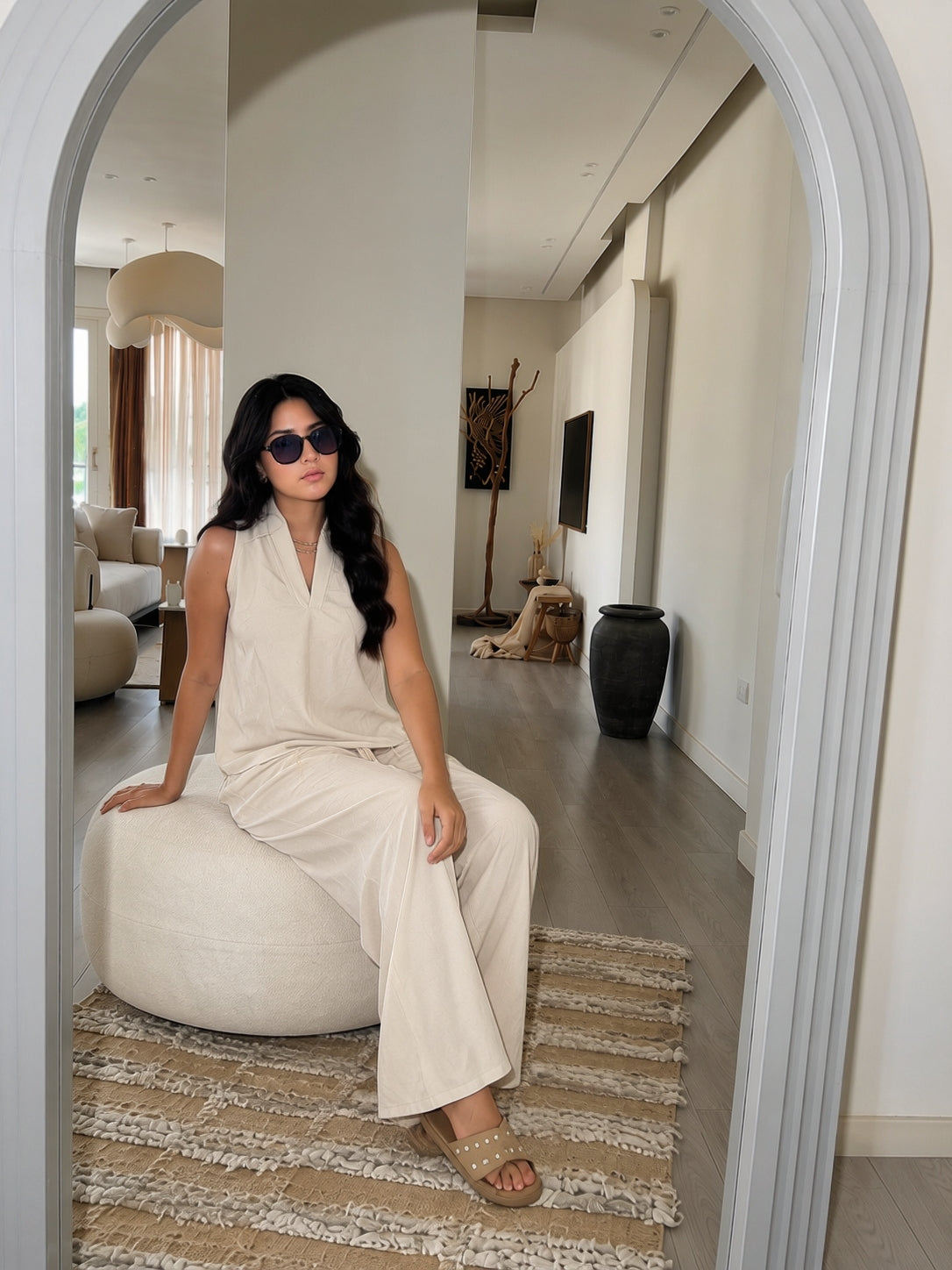 Beige Luna Halter Linen Set
