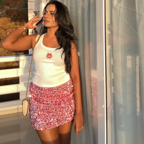 The Sequin Bloom Mini Skirt