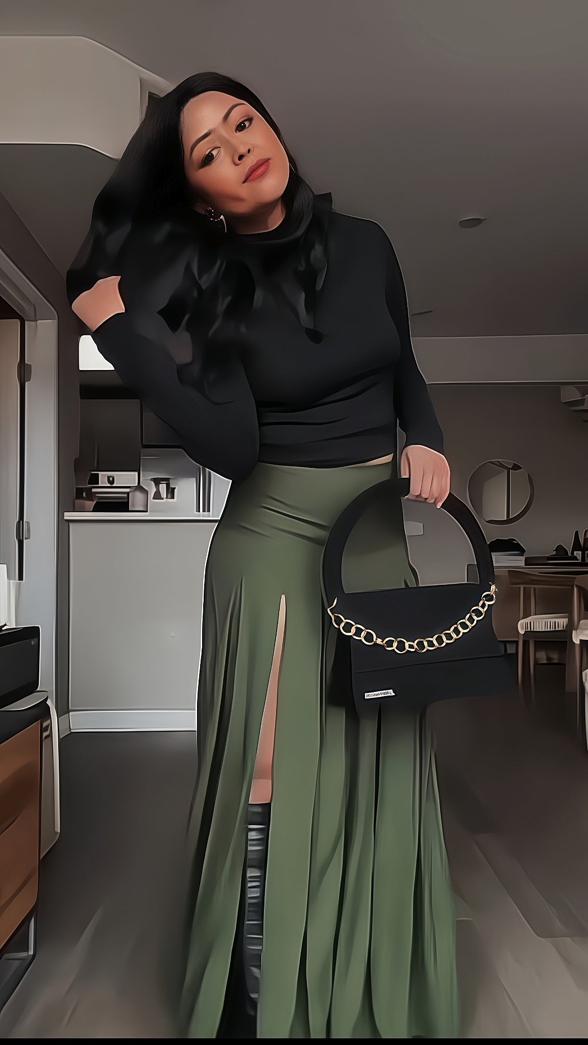 Maxi Skirt - Dark Slate Check