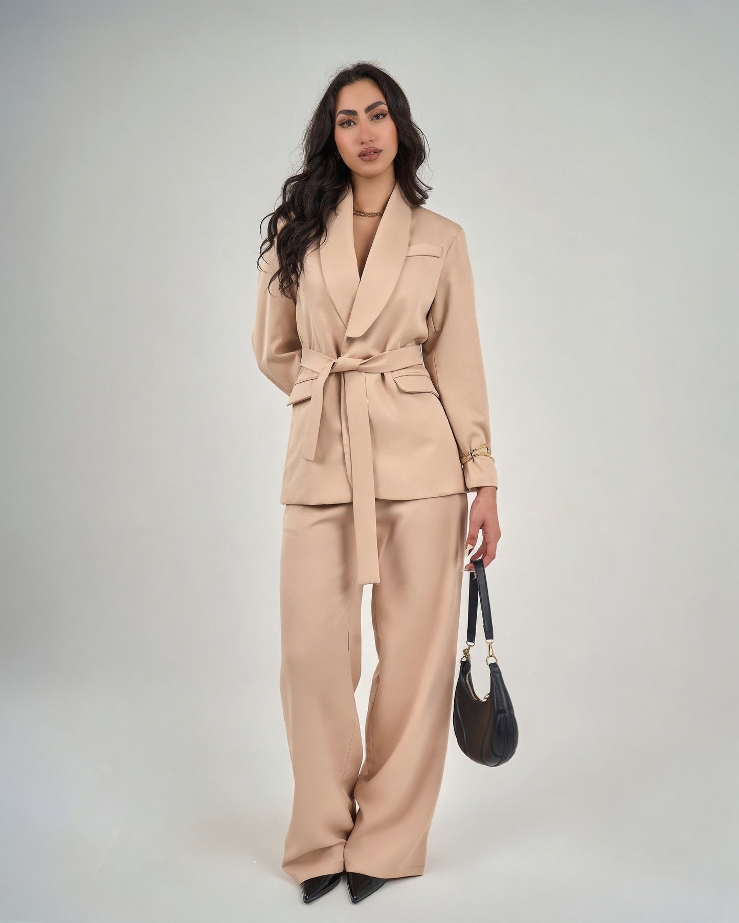 Women's Belted Jacket Trousers Set