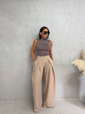 Elara Wide-Leg Pants-Beige