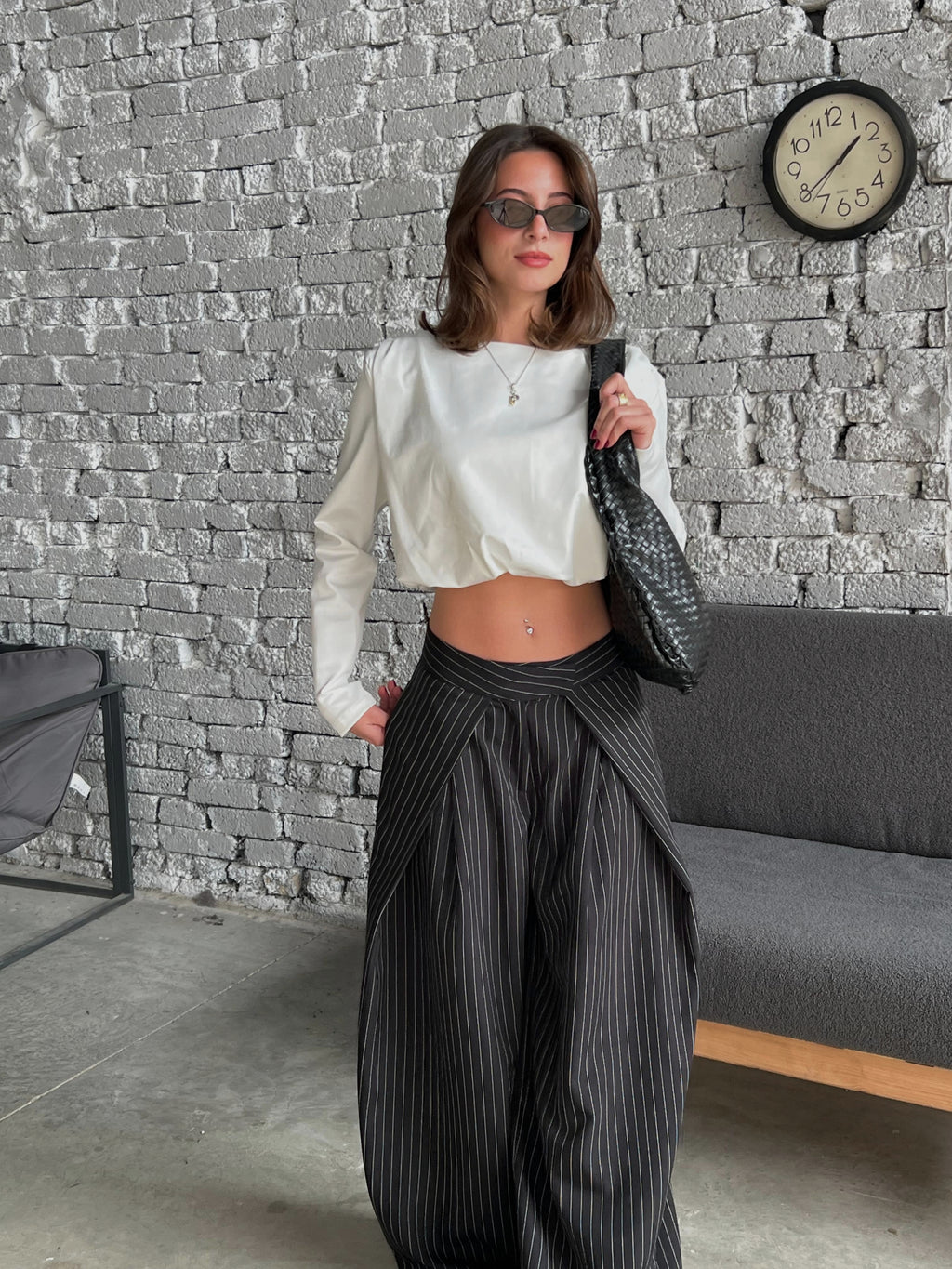 White long sleeve cropped top